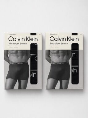 NIB Calvin Klein Microfiber Stretch Wicking BLACK Boxer Briefs TOTAL 6 Pairs